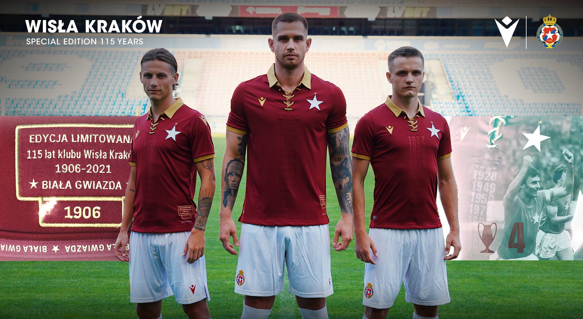Wisła Kraków ヴィスワ・クラクフ ユニフォーム XL Macron SPECIAL EDITION SHIRT FOR 115 YEARS OF WISŁA KRAKÓW | About Macron