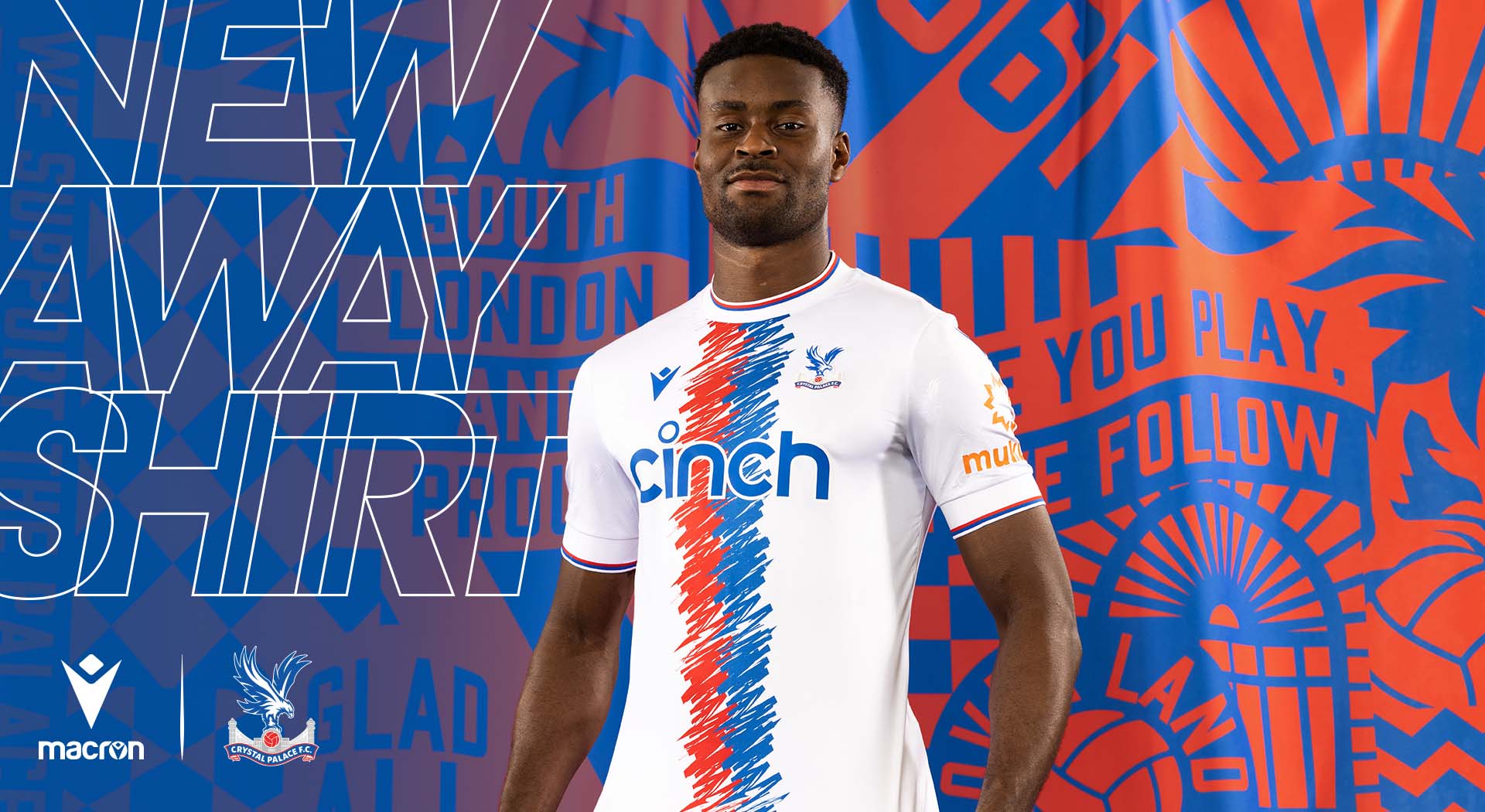 Red and blue painted canvas for the new Crystal Palace Away shirt