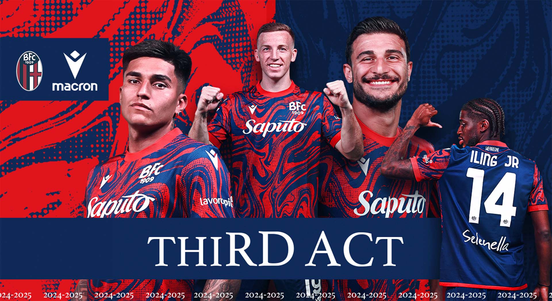 Macron's new Third Kit for Bologna FC 1909: red and blue with