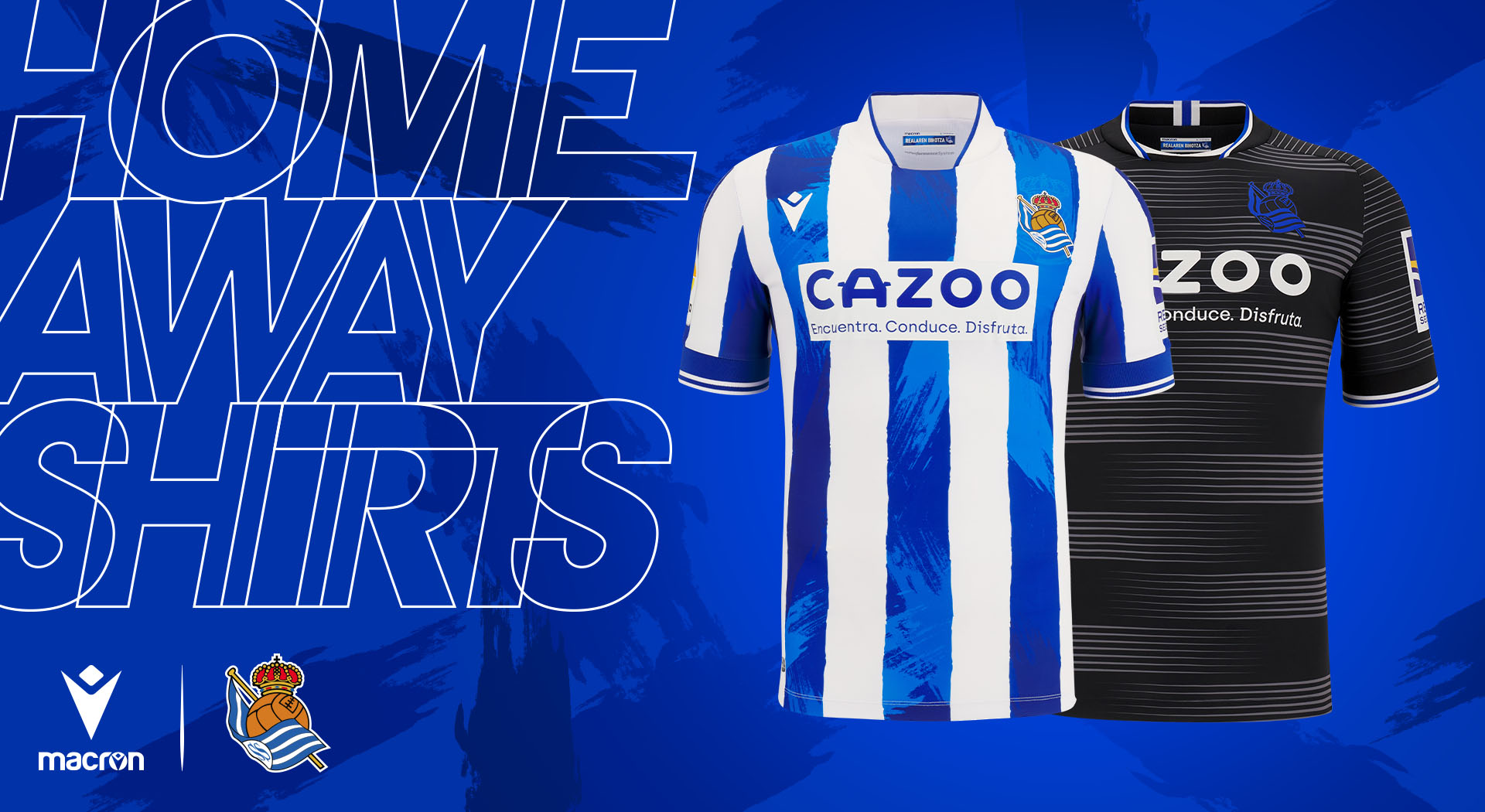 Artistic blue brush strokes and optical effect stripes for the new