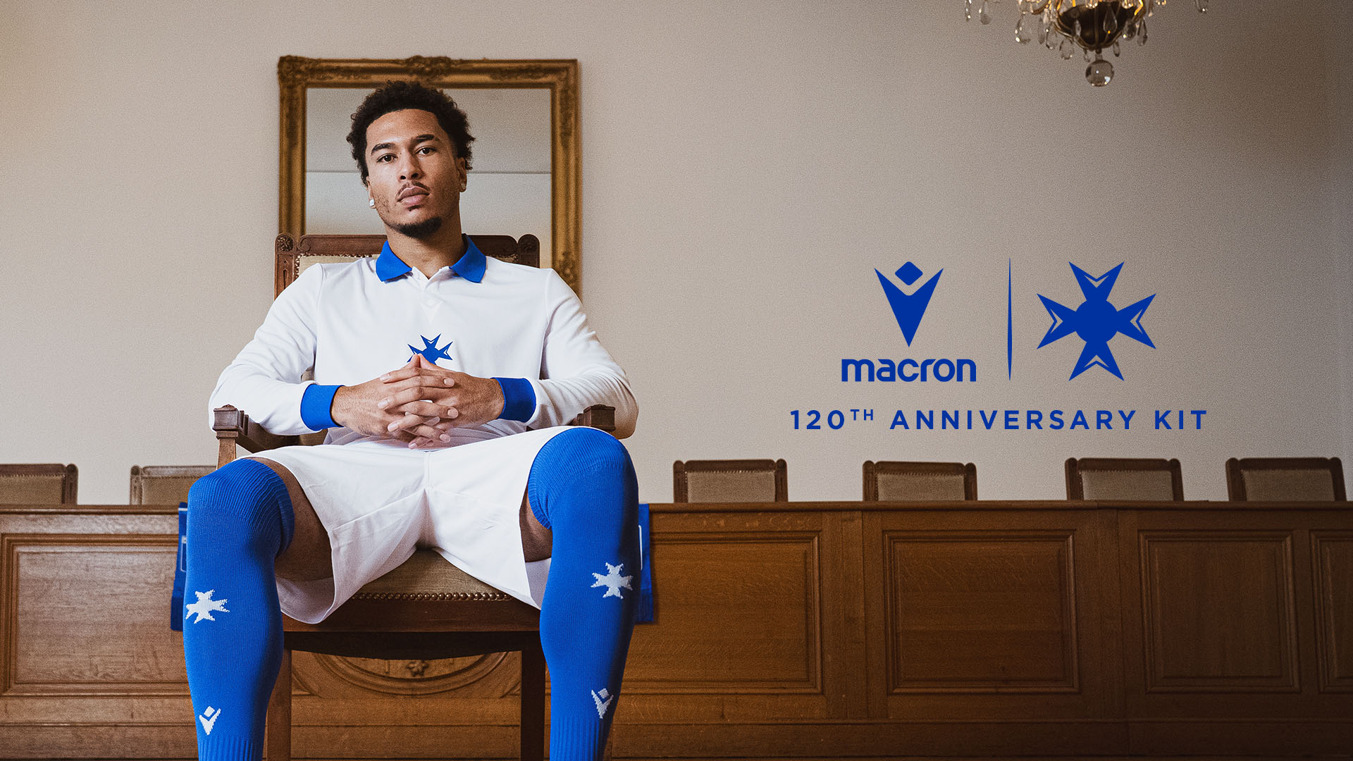 【超希少 美品】macron xアストンヴィラ アウェイユニフォーム 長袖 XL Macron celebrates 120 years of AJ Auxerre with an Anniversary Kit
